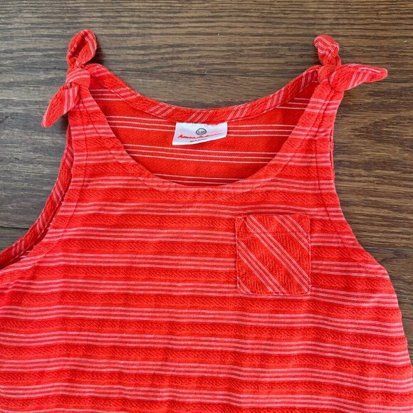 Hanna Andersson  Red Tank Dress Striped With Pocket Cotton Size  5 Size 110 - Picture 4 of 10